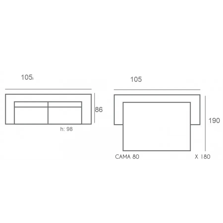 SOFA CAMA ITALIANO BRAZO RECTO