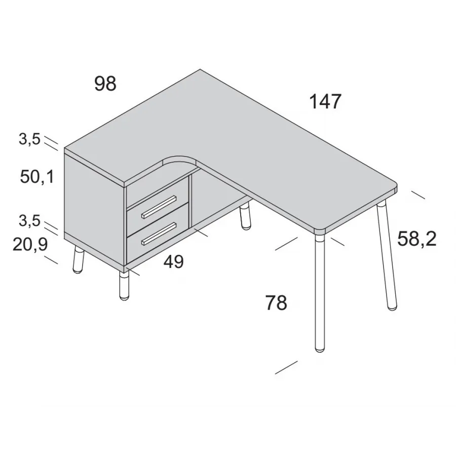 Escritorio moderno en L orientación izquierda
