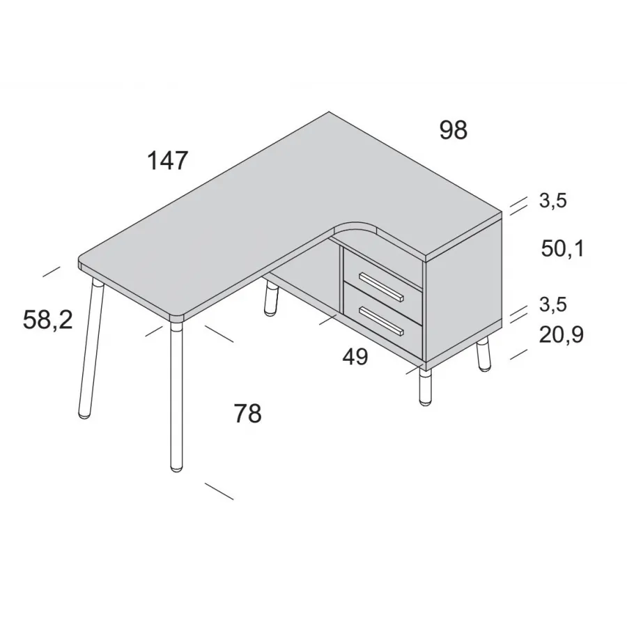 Escritorio moderno en L orientación derecha