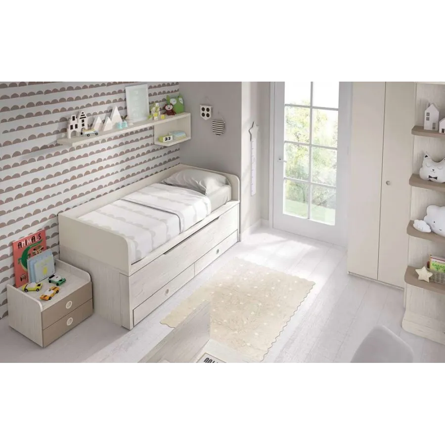 Composición armario y cuna convertible a dos camas nido