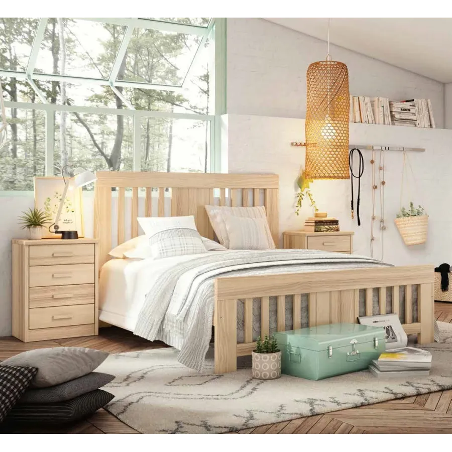 Cama Coral Barras colonial madera maciza