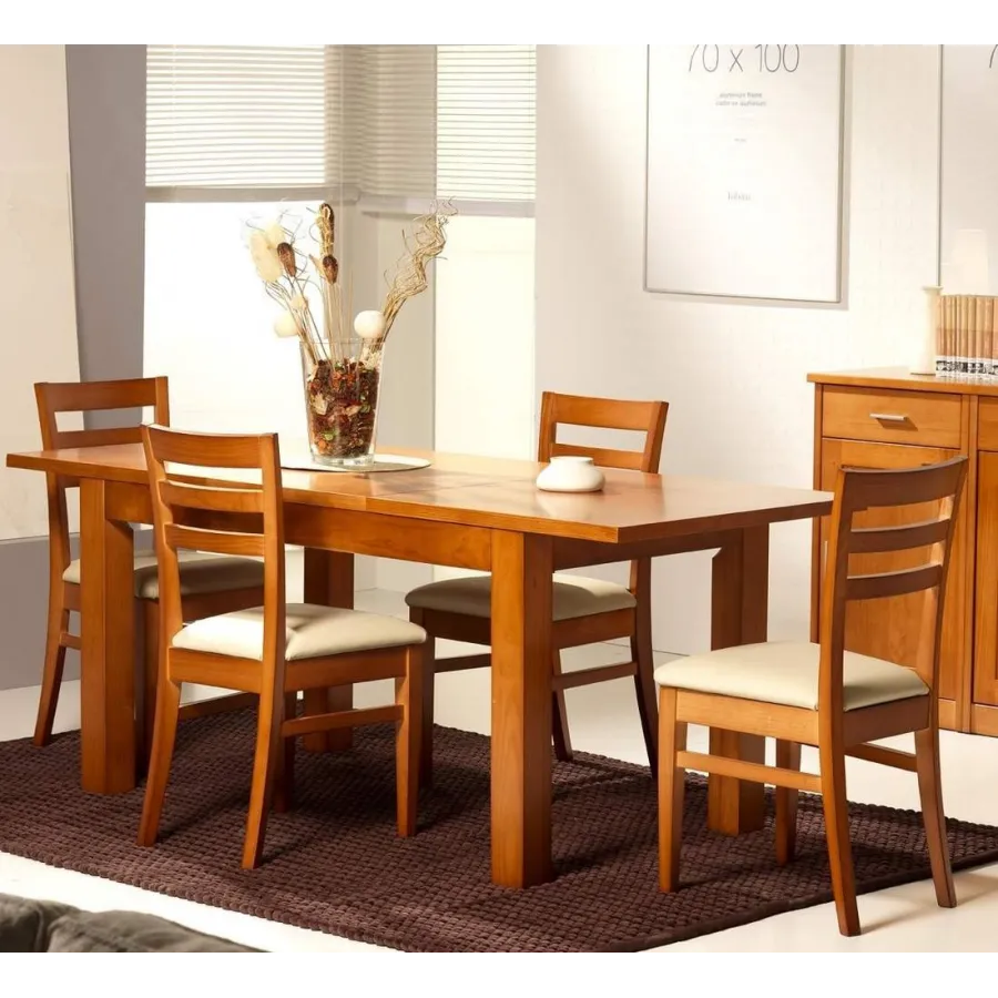 Mesa extensible central madera maciza Nova