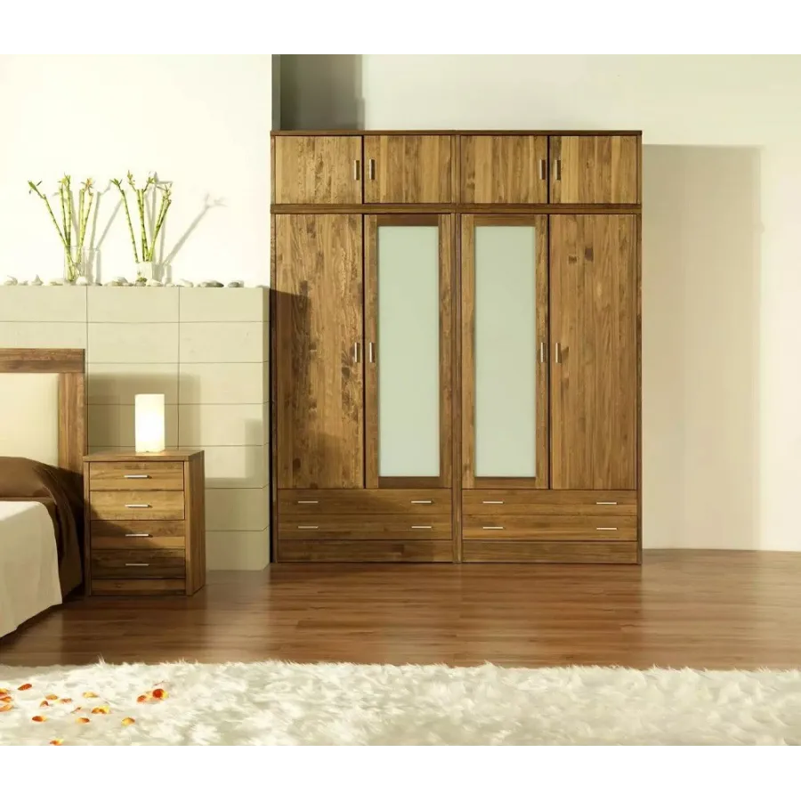 Armario Nova 4 puertas macizas con cristal y altillo