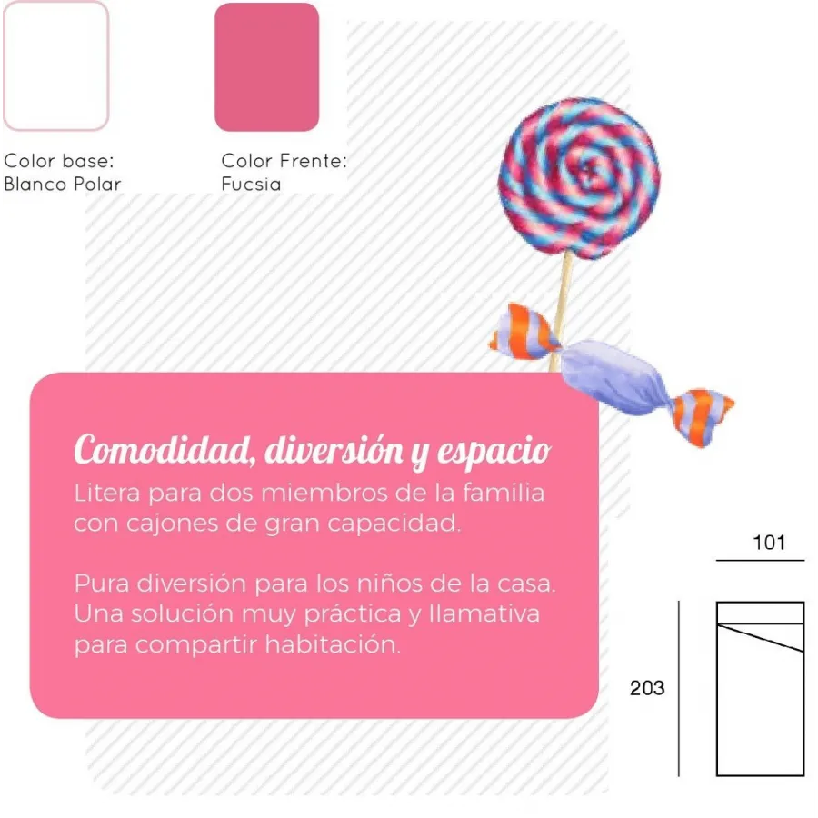 Litera Lolipop 90x190 cm. de diseño moderno y duradero en oferta