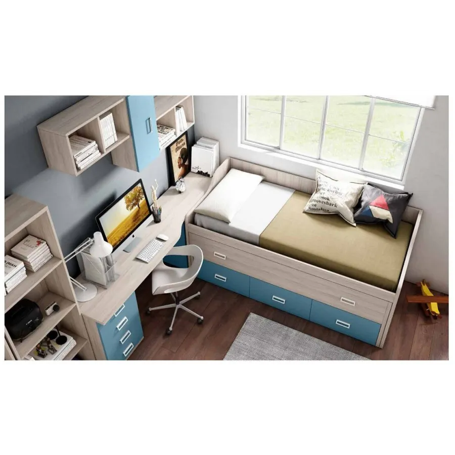Dormitorio juvenil Lollipop con cama compacta