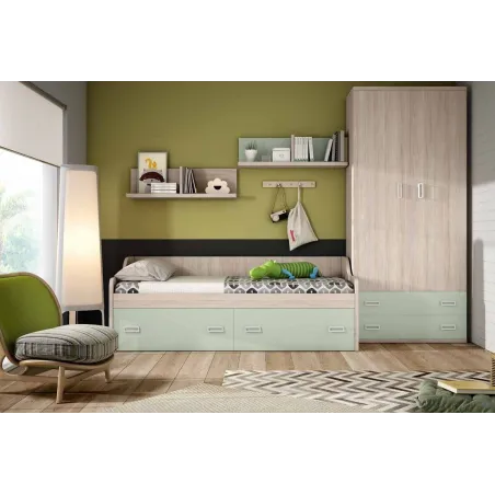 Dormitorio juvenil Lollipop con cama compacta