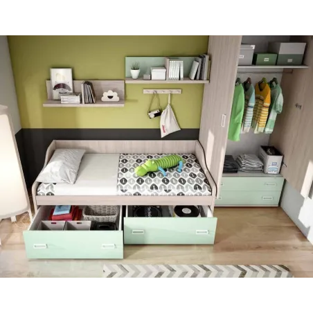 Dormitorio juvenil Lollipop con cama compacta