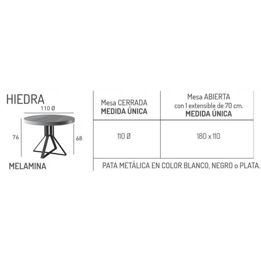 Mesa colonial redonda con pata metálica