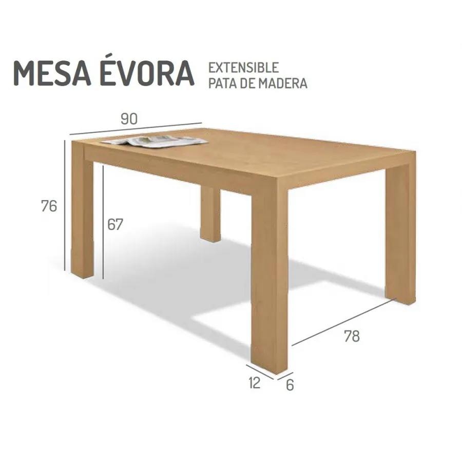 Mesa con doble extensible de carro Évora Melamina