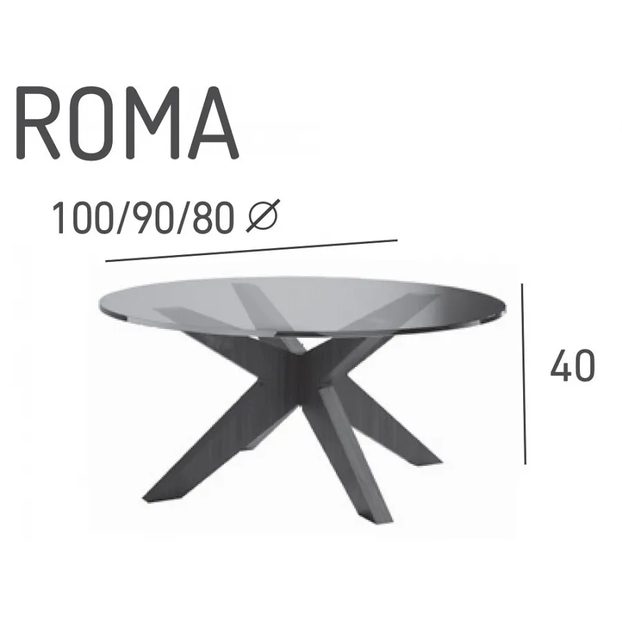 Centro Roma redonda tapa cristal multimedida