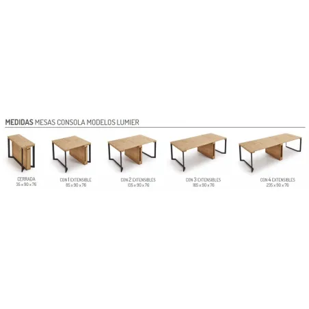 Mesa consola modelo Lumier de Pemi cuatro extensibles
