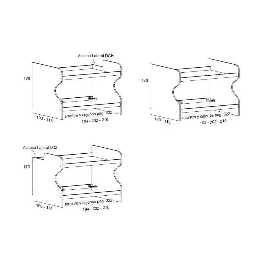 CAMA COMPACTA altura 72cm.