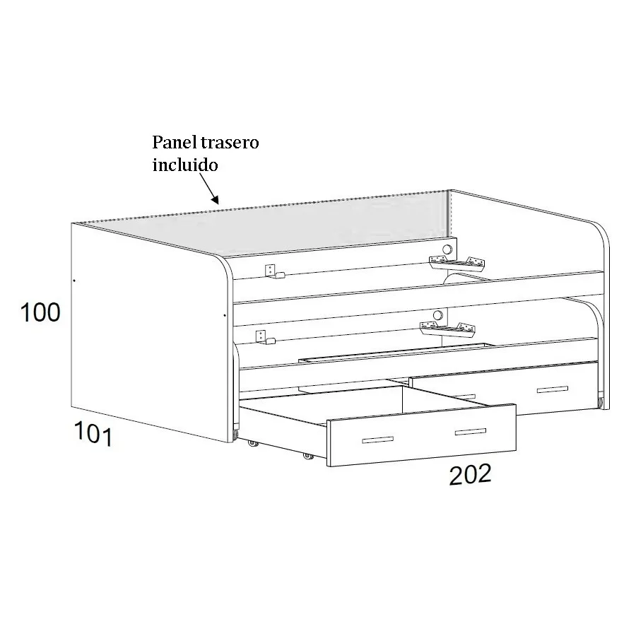CAMA COMPACTA FRONTAL ALTO ABATIBLE