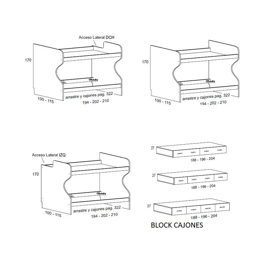 CAMA COMPACTA altura 72cm.