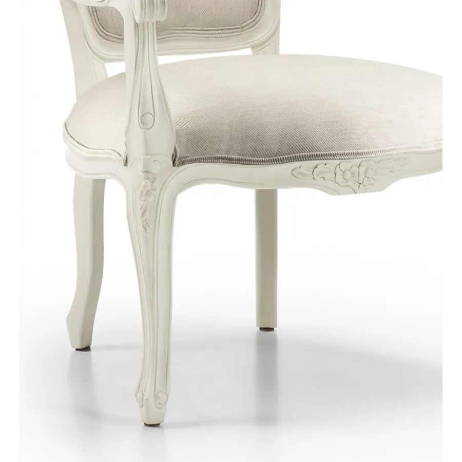 SILLON VINTAGE LOUIS BLANCO TAPIZADO en muebledescanso.com