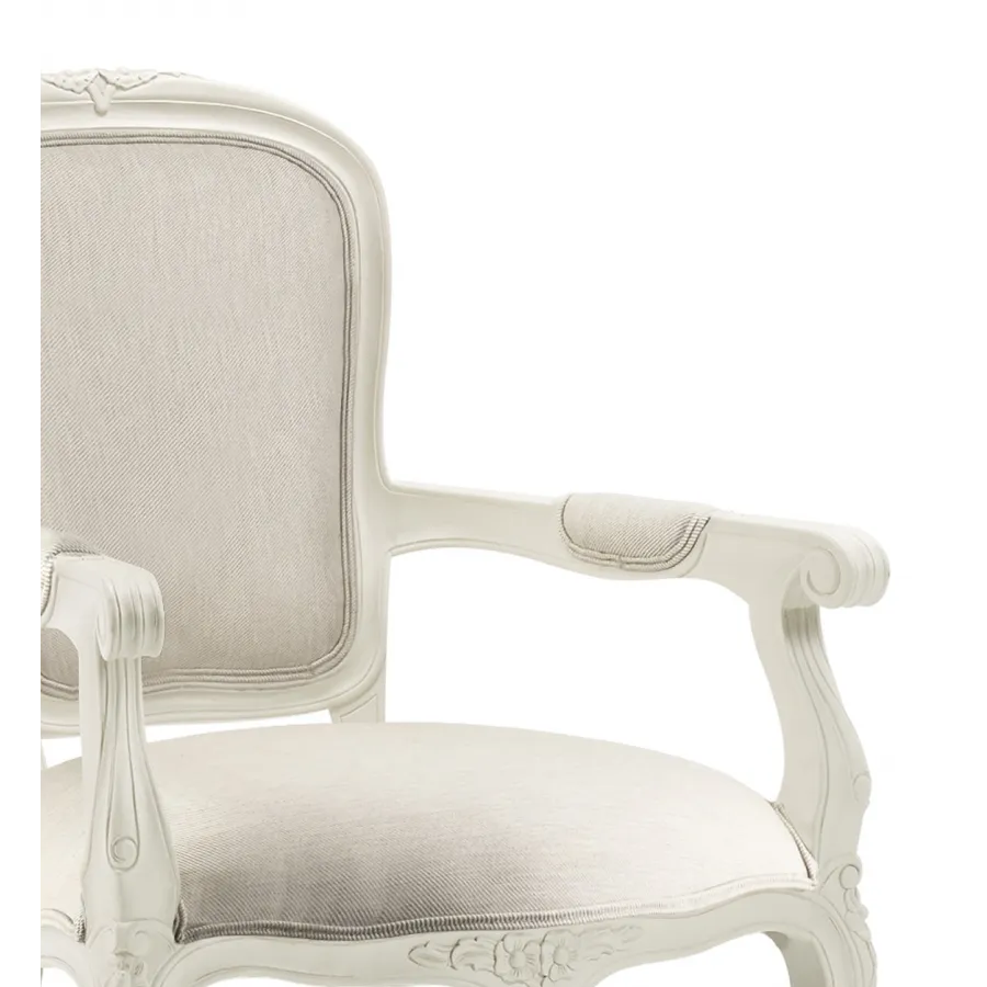 SILLON VINTAGE LOUIS BLANCO TAPIZADO en muebledescanso.com
