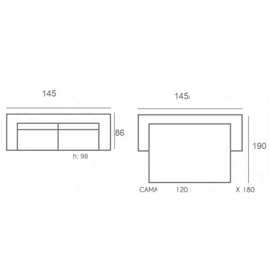SOFA CAMA ITALIANO BRAZO RECTO