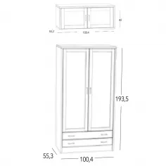 Armario modelo Coral 2 puertas macizas con altillo 2
