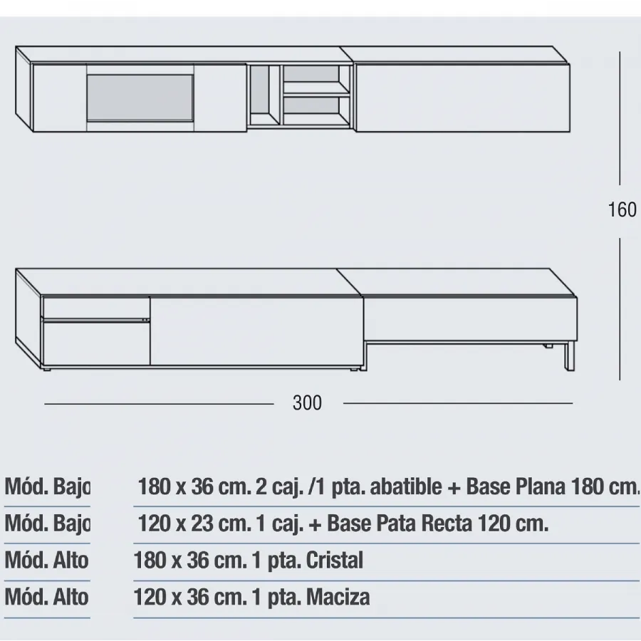 Mueble Zoe 300 de diseño en madera en Mueblesguadalhorce.es