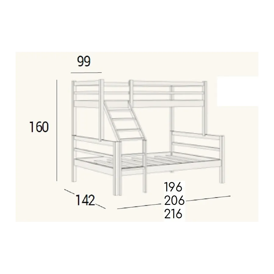 Litera Lola de matrimonio pino macizo en Mueblesguadalhorce.es