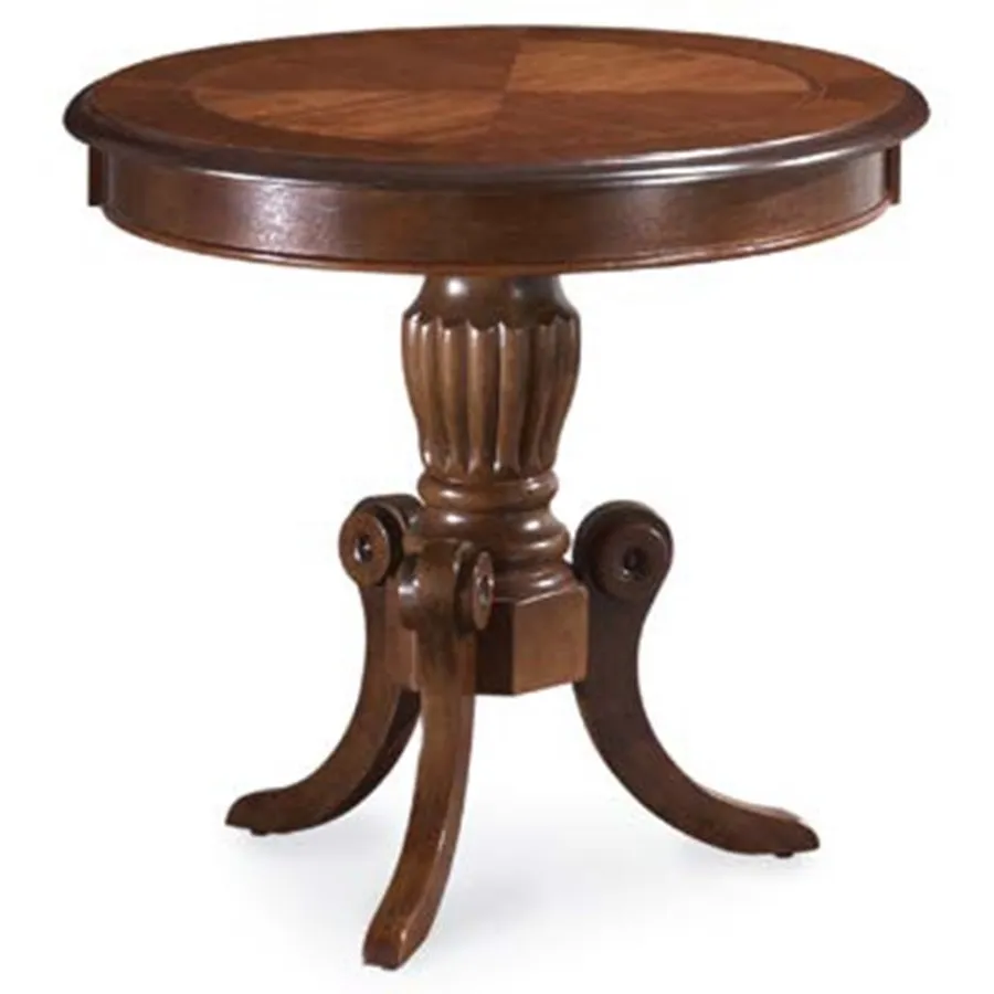 VELADOR DISEÑO CLASICO MADERA CEREZO CIRCULAR CON PEDESTAL LARGO