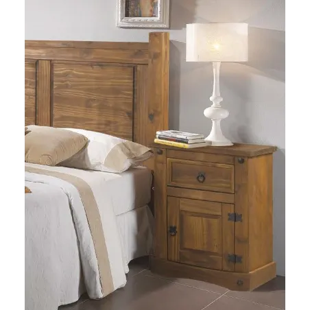 MESITA DE NOCHE RUSTICA MADERA MACIZA 1P1C