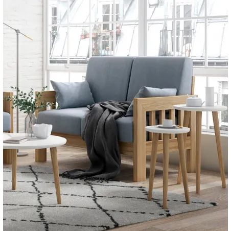 Sofá Provenzal actual de dos plazas en madera vista