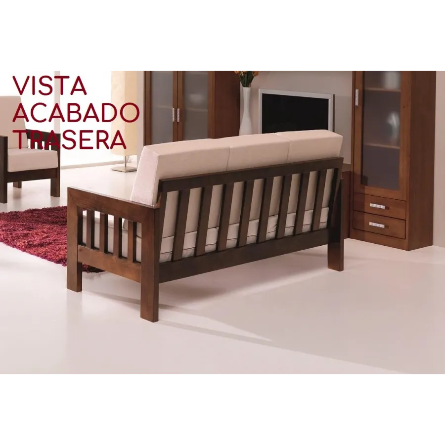 Sofá Colonial de diseño dos plazas madera vista
