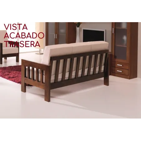 Sofá Colonial de diseño dos plazas madera vista