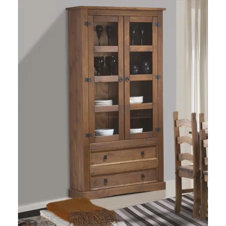 VITRINA MADERA MACIZA RÚSTICA