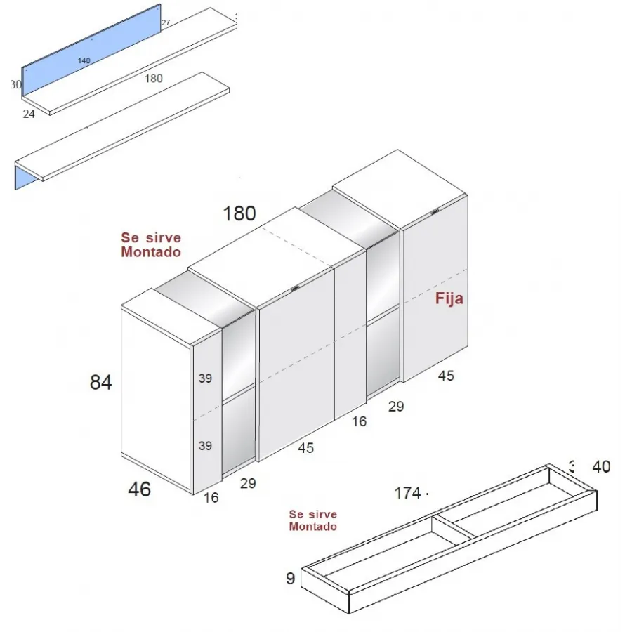 Aparador Class 180 cm. en Mueblesguadalhorce.es