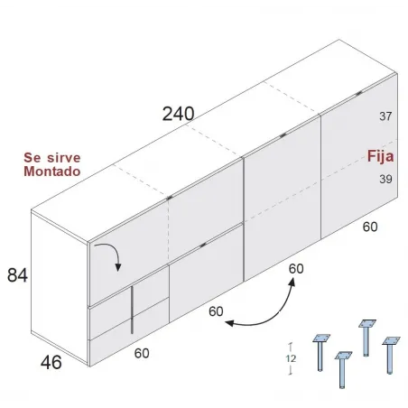 Aparador Class 240 cm. en Mueblesguadalhorce.es