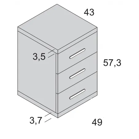 Mesita noche Ros 3 cajones 49 cm.