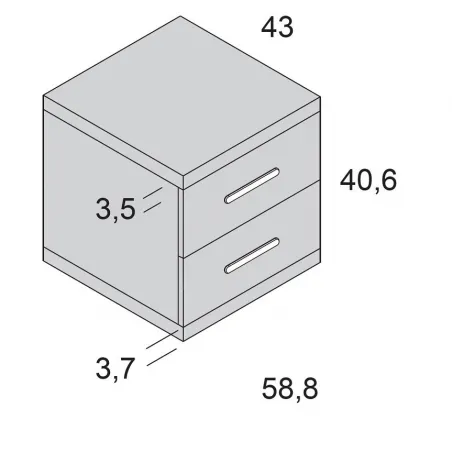 Mesita noche Ros 2 cajones 58 cm.
