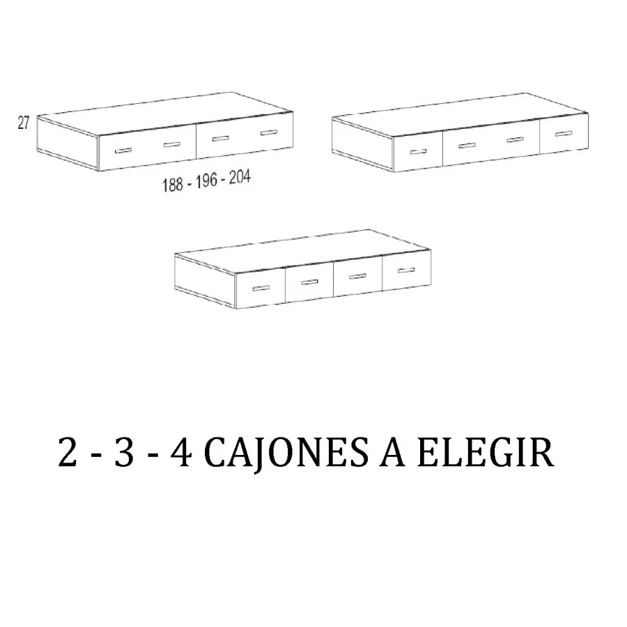 COMPACTO DOS CAMAS 105X190 CON CAJONES