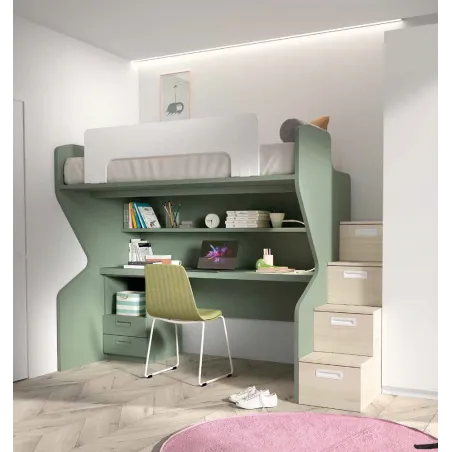 Litera con escritorio y cajonera