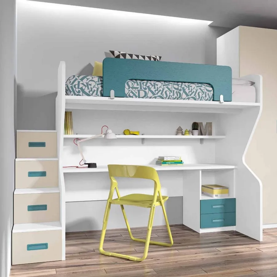 Litera con escritorio y cajonera