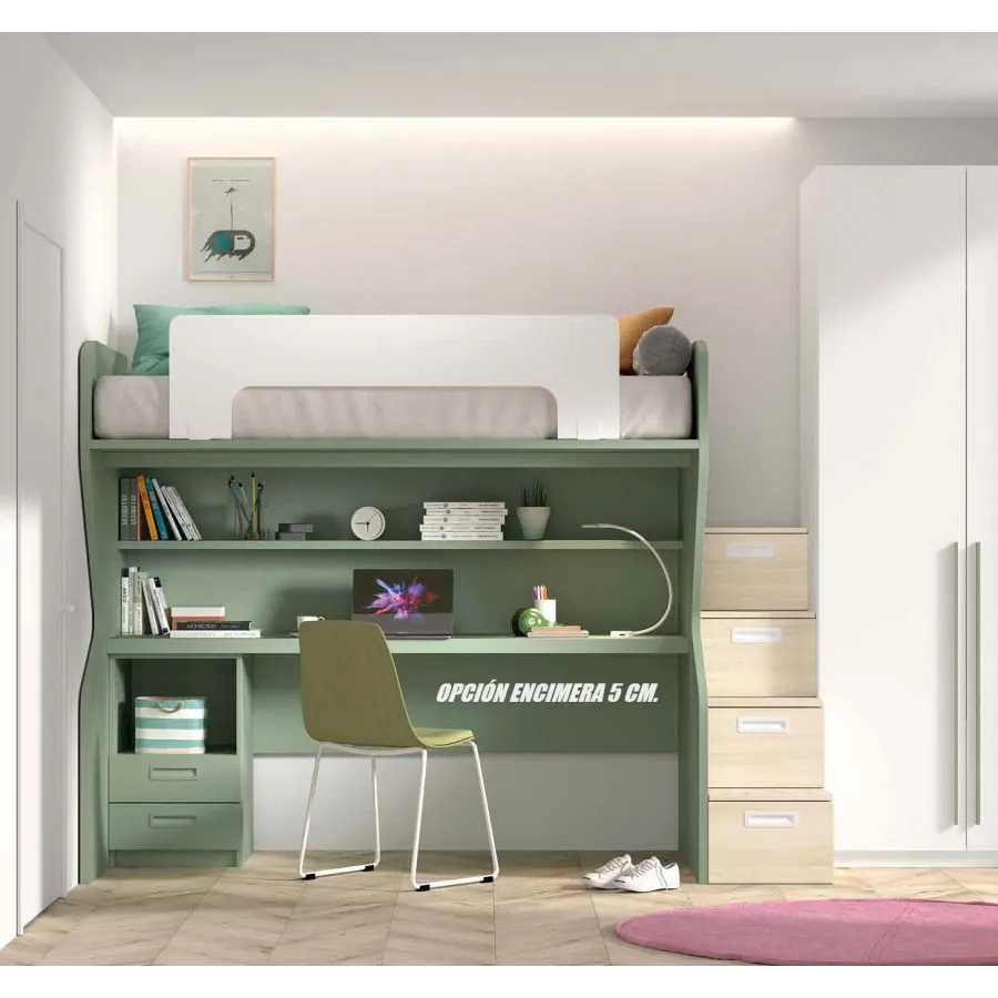 Litera con escritorio y cajonera