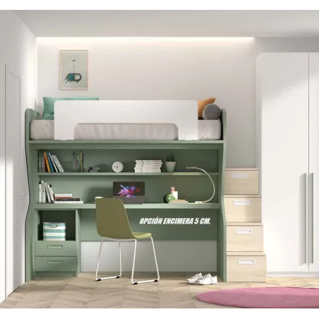 Litera con escritorio y cajonera