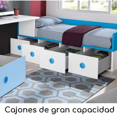 Litera con cama de matrimonio y cajones de cierre amortiguado