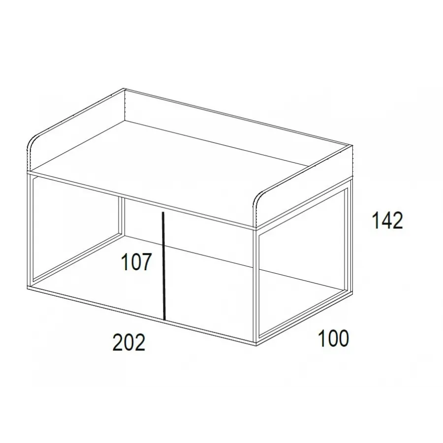 Litera baja con soporte metálico abierto