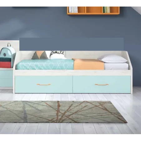 Sofá nido con cajones de ruedas