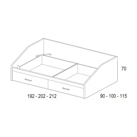 Sofá nido con cajones de ruedas