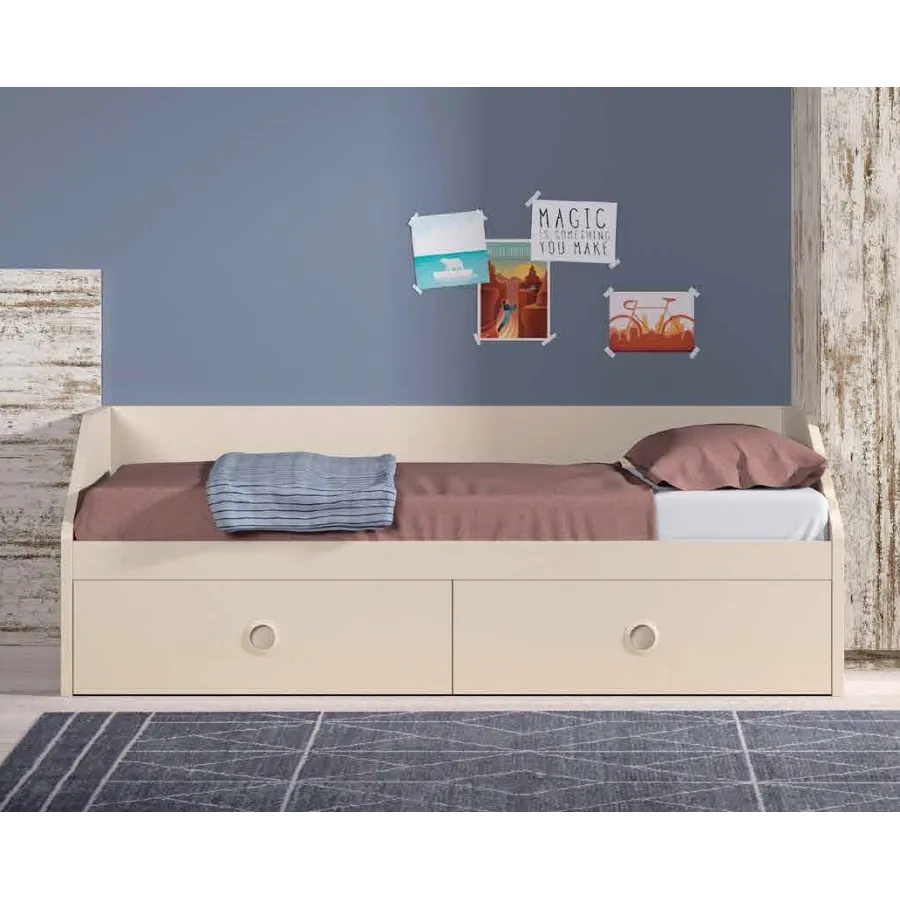 Sofá nido con cajones de ruedas