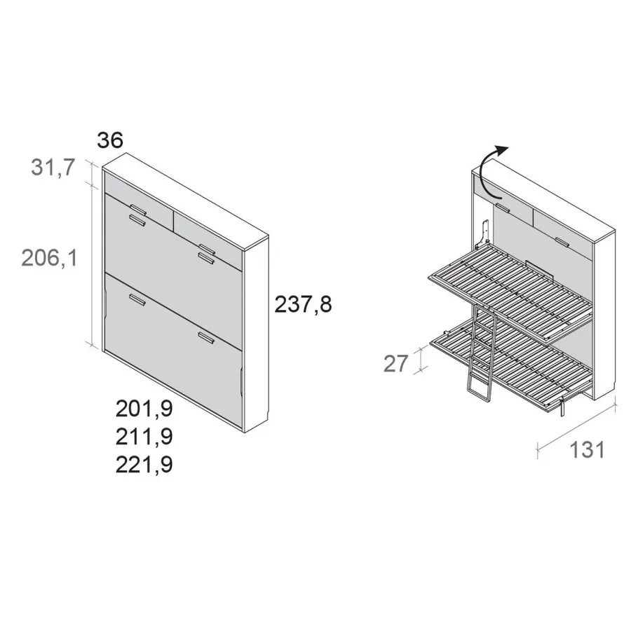 Litera abatible con altillo Muebles Ros en Mueblesguadalhorce.es
