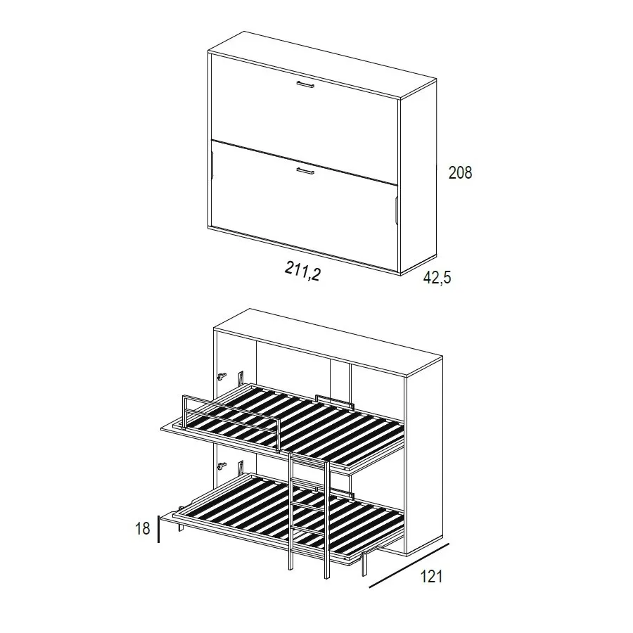 Litera abatible WT horizontal fondo 42,5