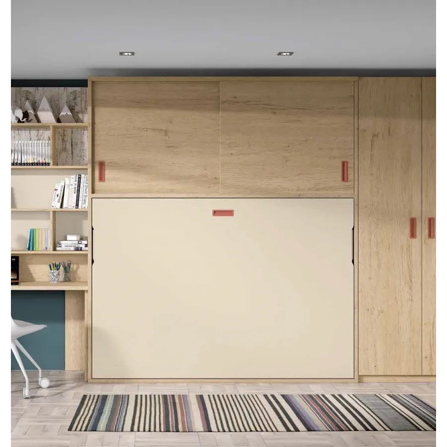 Cama abatible matrimonial con armario corredero