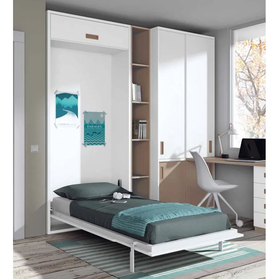 Cama abatible 90X190 con altillo