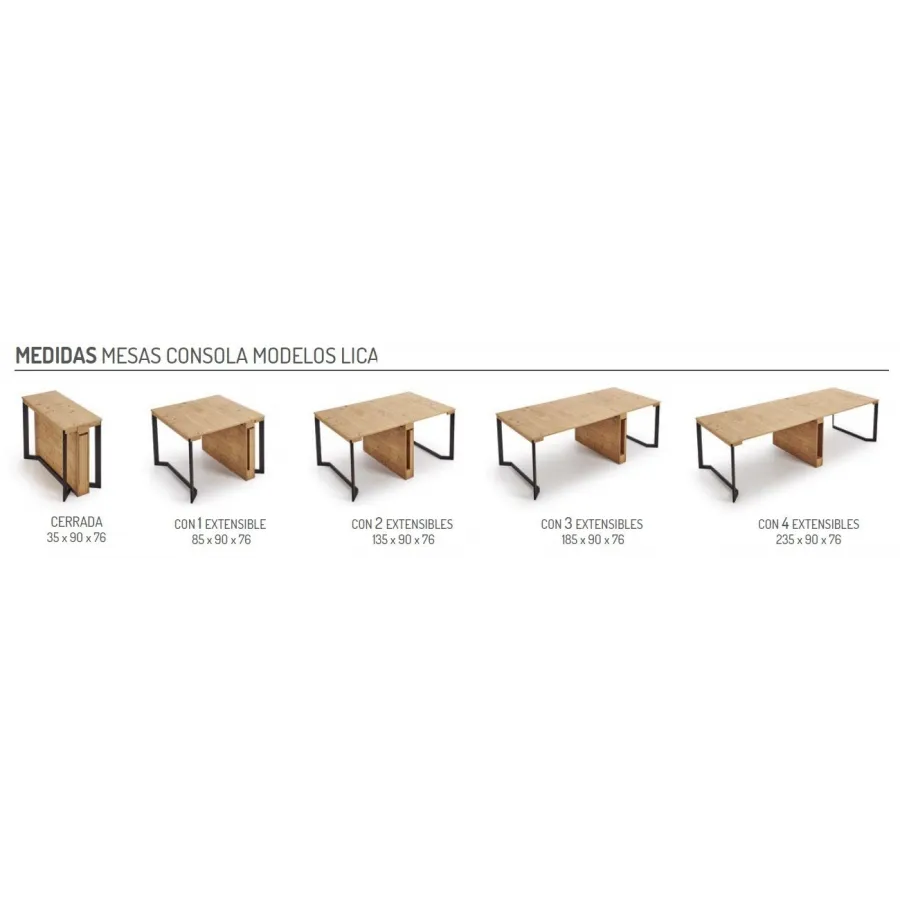Mesa consola modelo Lika de Pemi cuatro extensibles