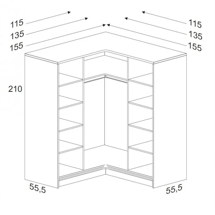 Armario rincón corredera varias medidas